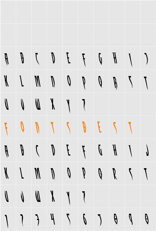 Inhumanity Leftalic Character Map