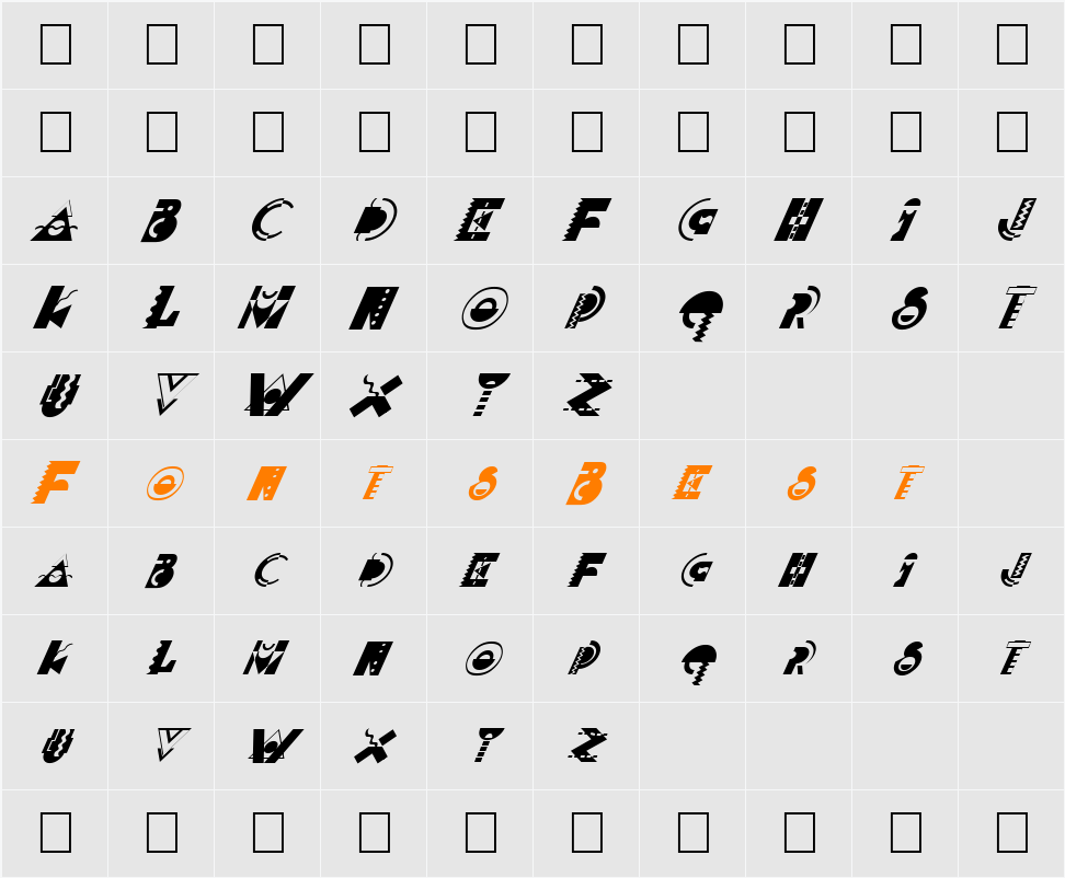 FZ UNIQUE 36 ITALIC Character Map