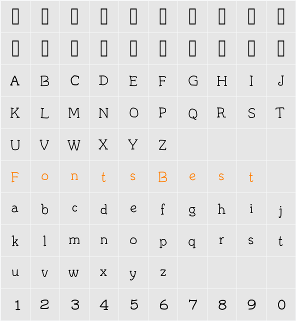 JD Irregutype Character Map