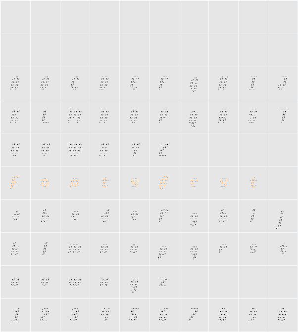 Asterix Light Italic Character Map