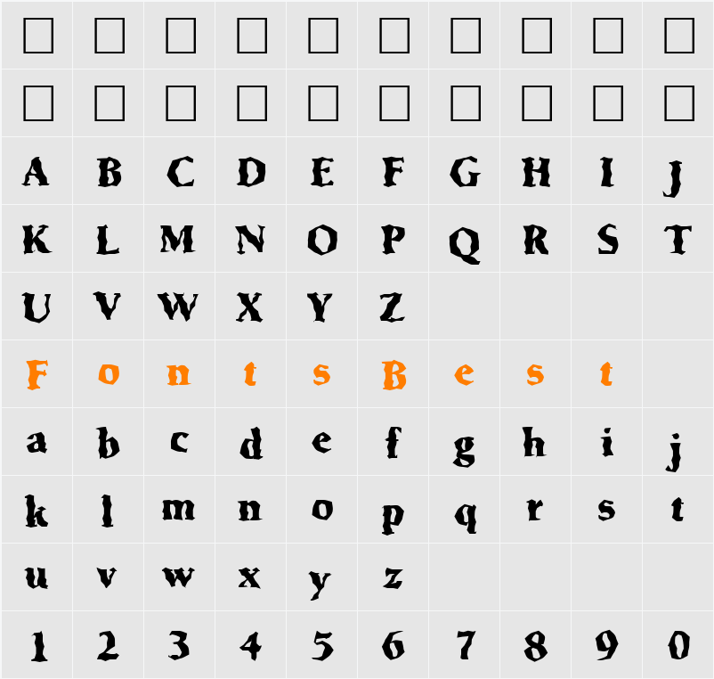 FZ WACKY 66 Character Map