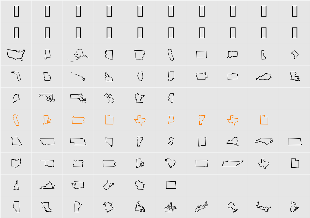 MiniPics Character Map