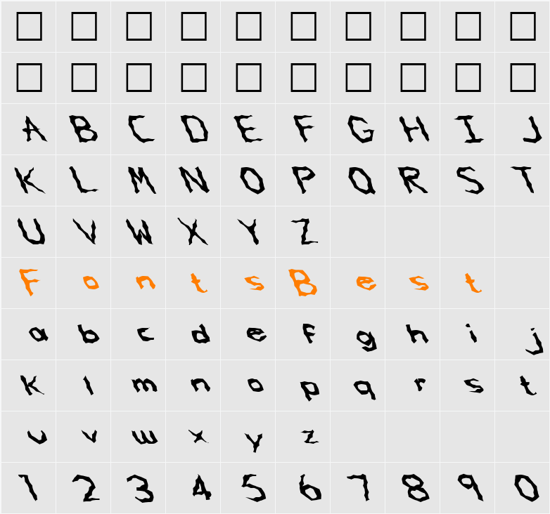 FZ WACKY 62 LEFTY Character Map