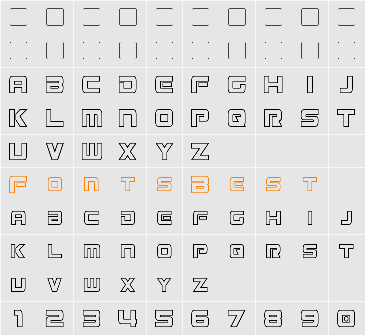 Mission GT-R Hollow Condensed Character Map