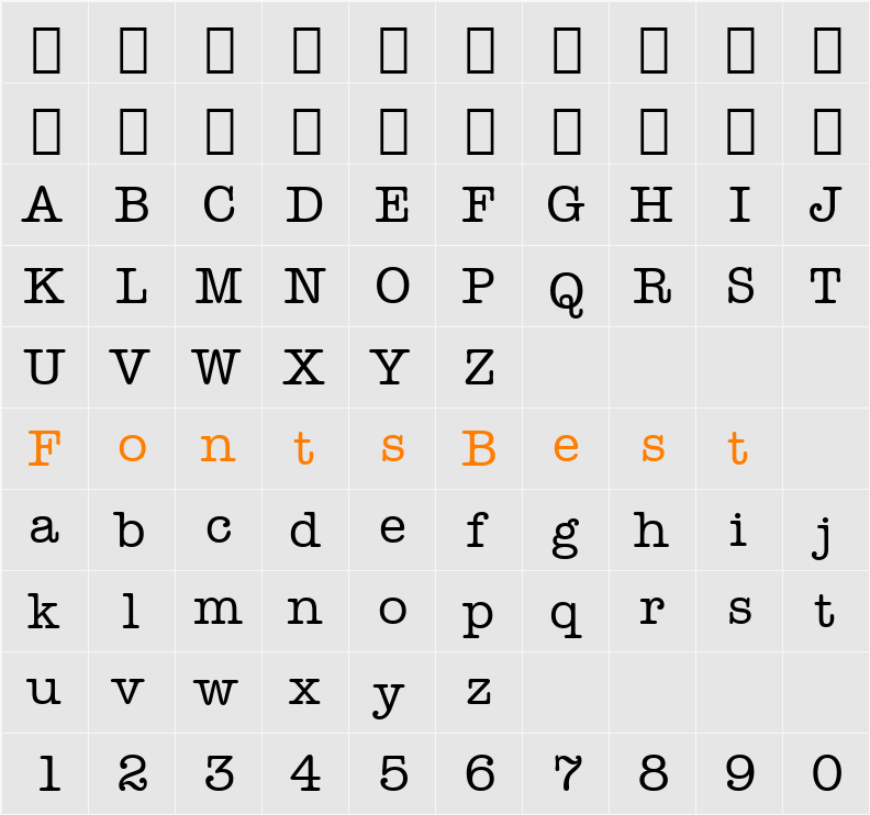 AmerType Md BT Character Map