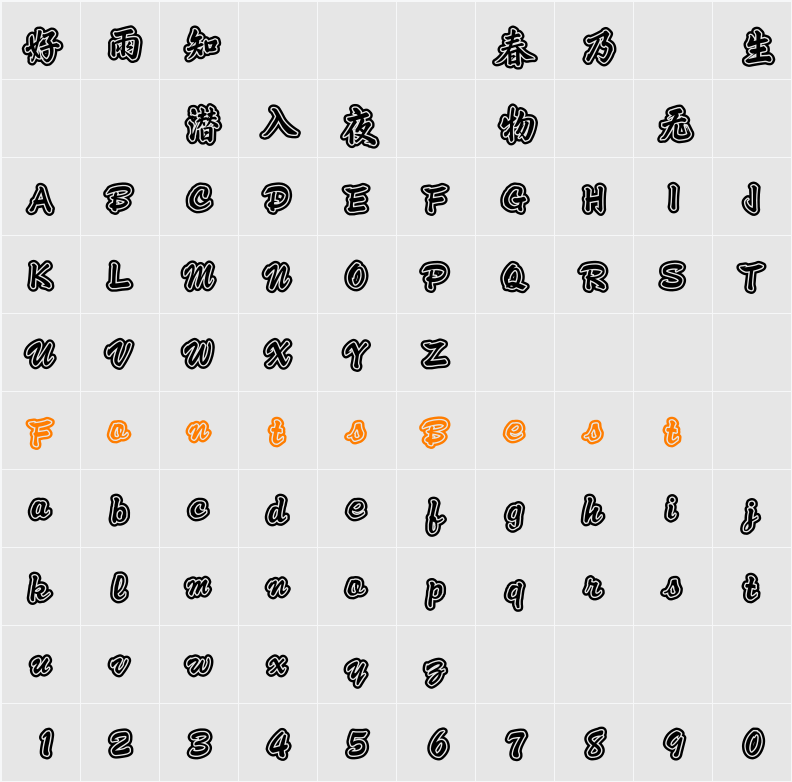 DFPGanLongKS02-B5 Character Map