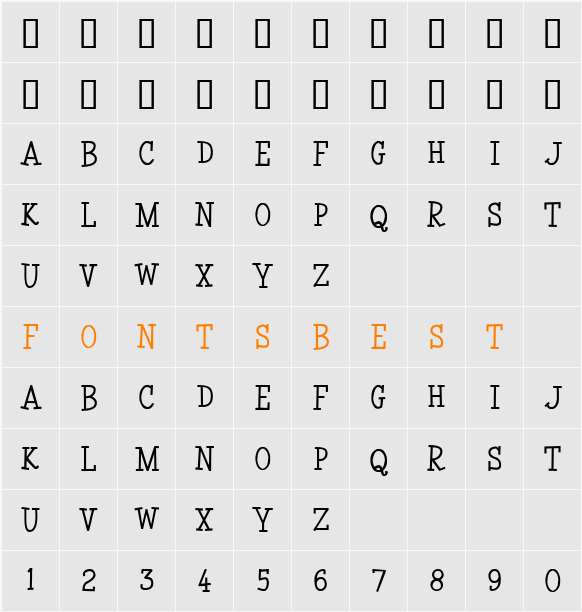 Coyotris Serif Character Map