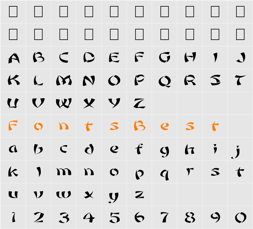 FZ UNIQUE 22 EX Character Map