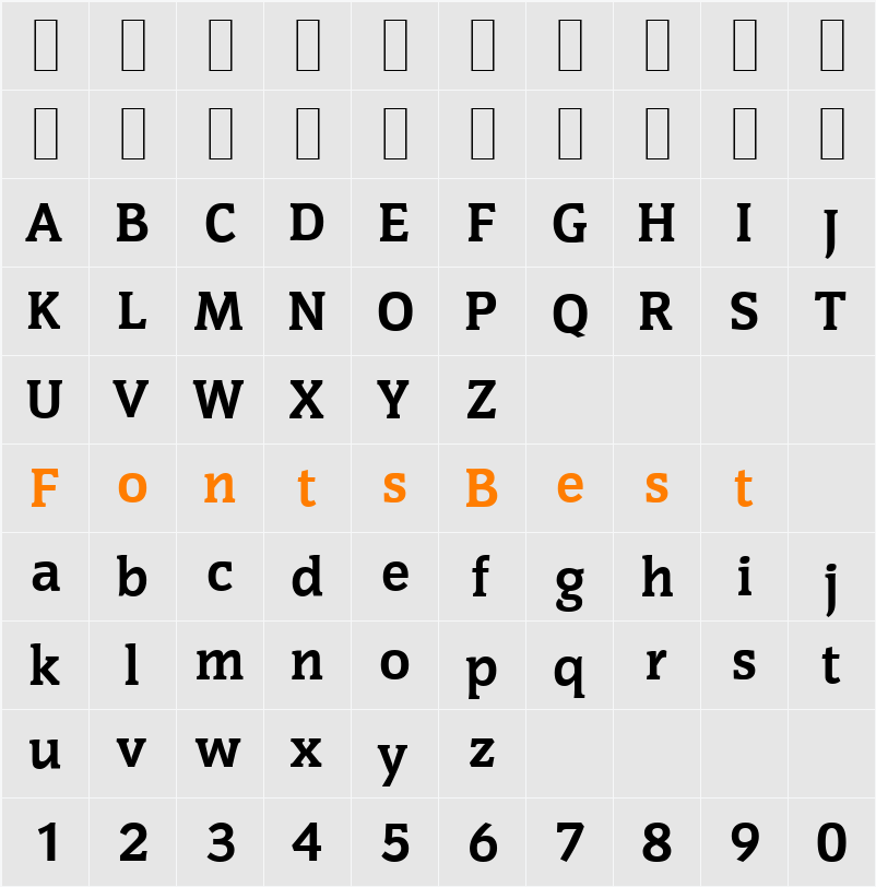 CongressSerial-Xbold Character Map