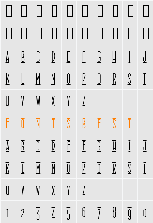 ConcursoItalian BTN Lined Cn Character Map