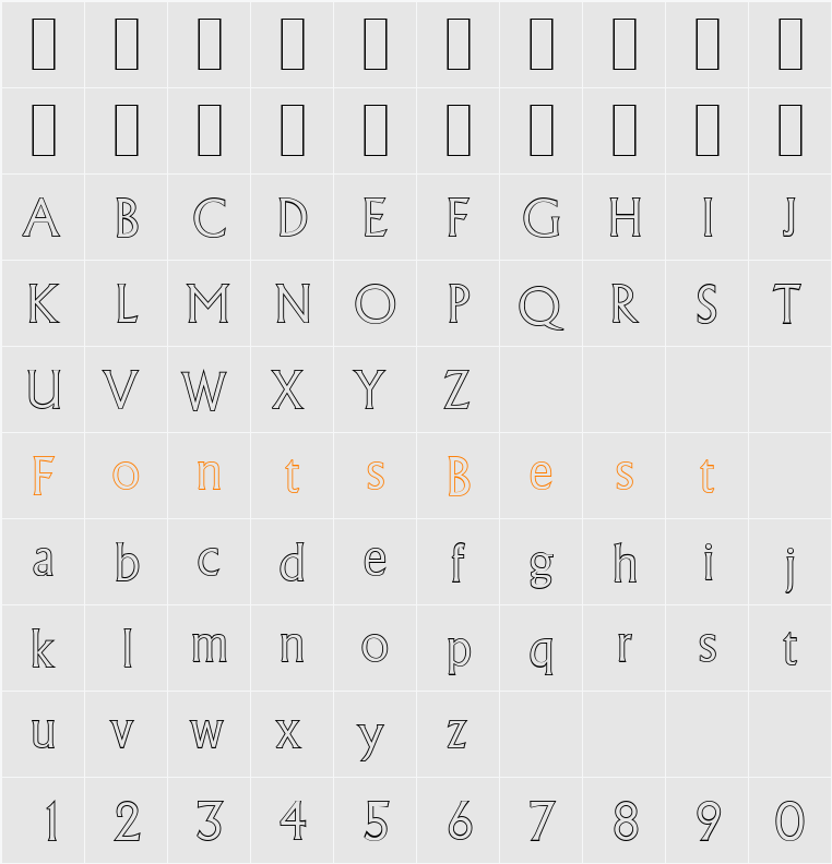 AdelonOutline-Light Character Map