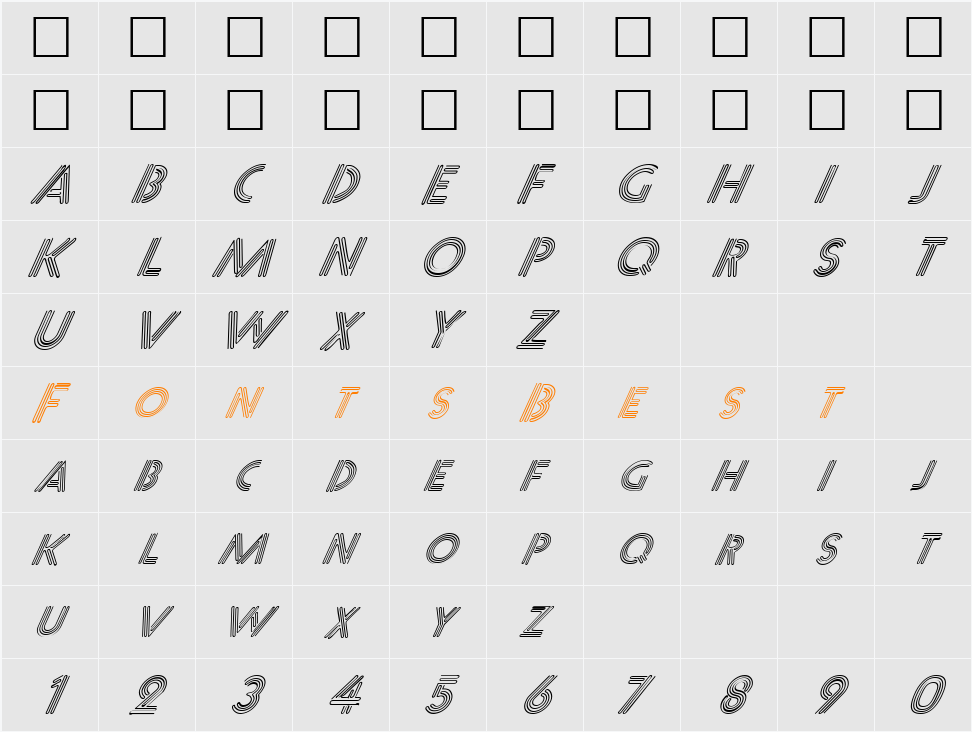 FZ UNIQUE 12 ITALIC Character Map