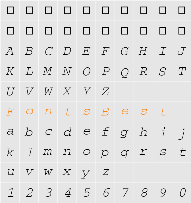 CourierMCY Character Map