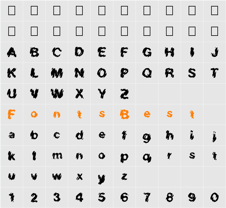 FZ UNIQUE 20 MANGLED Character Map