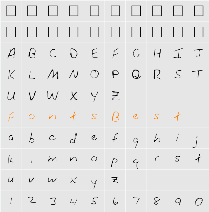 AlainasHand Character Map