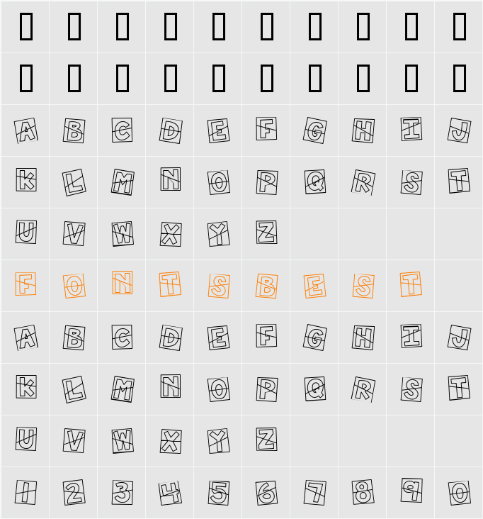 CK Split Box Character Map