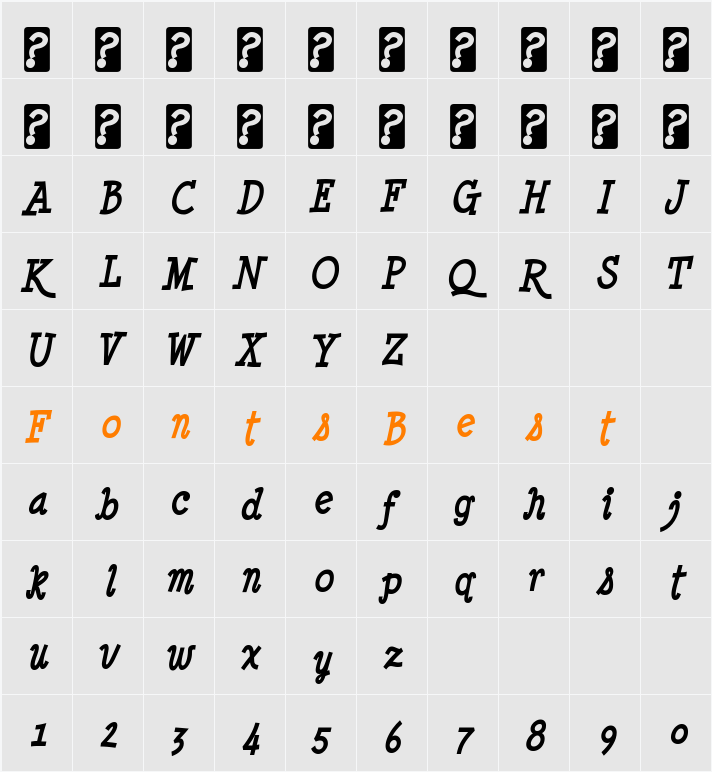 Minya Nouvelle Character Map