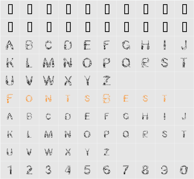 Bunny Rabbits Character Map