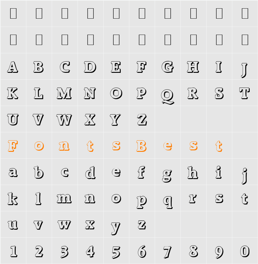 AliBeckerShadow-ExtraBold Character Map