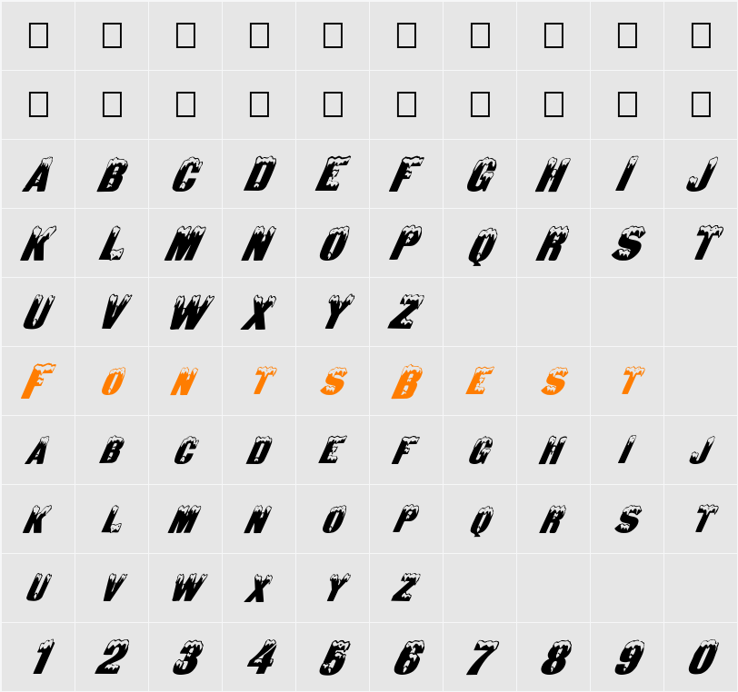 FZ UNIQUE 6 ITALIC Character Map