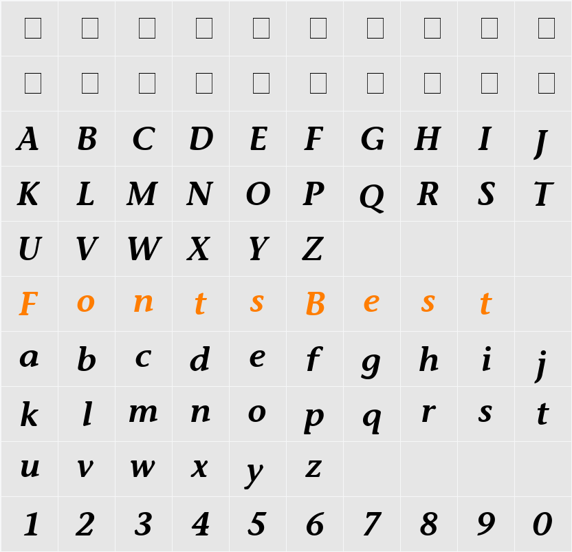 Mesouran Casual SSi Character Map