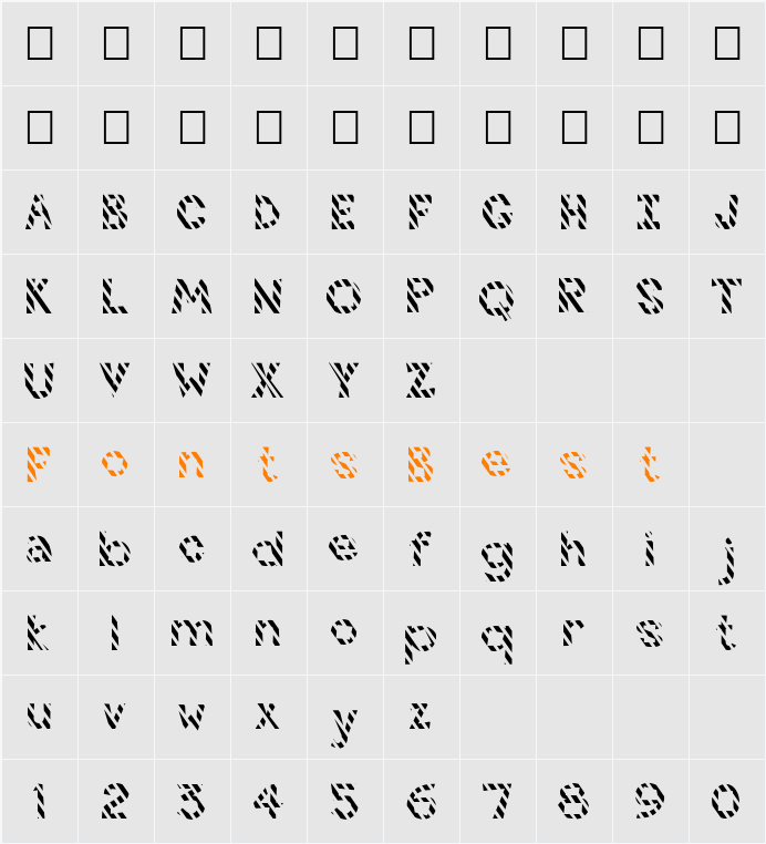 FZ JAZZY 7 STRIPED Character Map