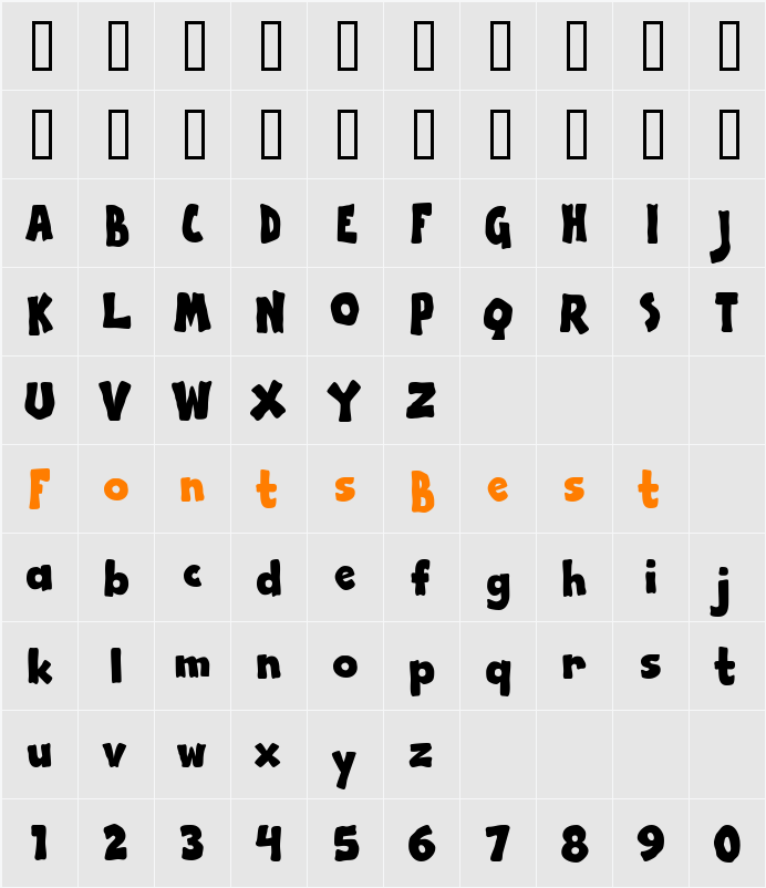 Apple Boy BTN Character Map