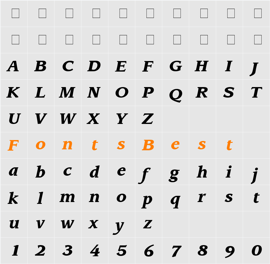 Advisor Black SSi Character Map