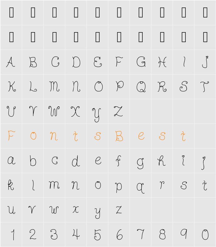 DDHearts Character Map