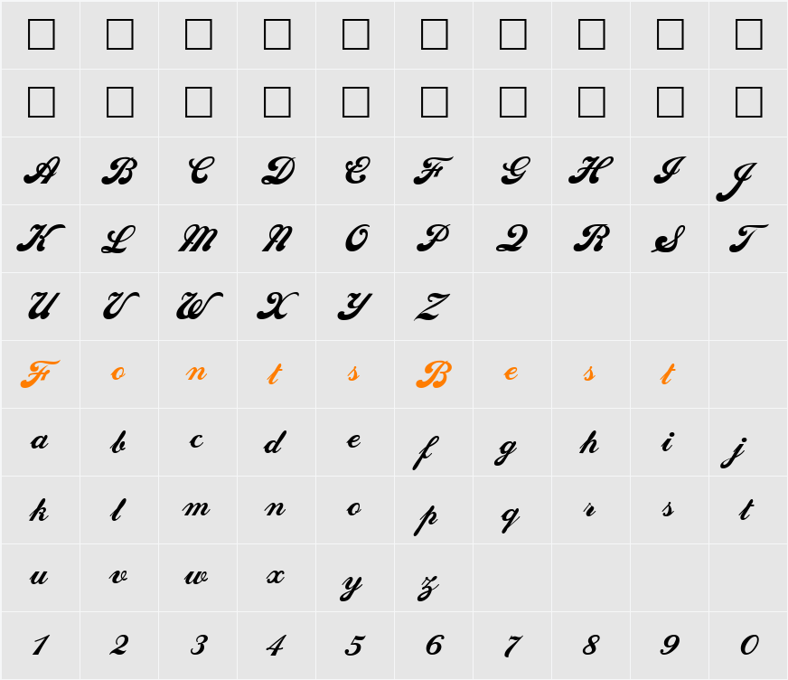 SedonaScriptFLF Character Map