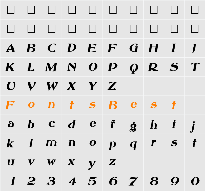 AbottOldStyle Character Map