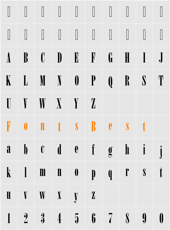 ArsisDEEReg Character Map