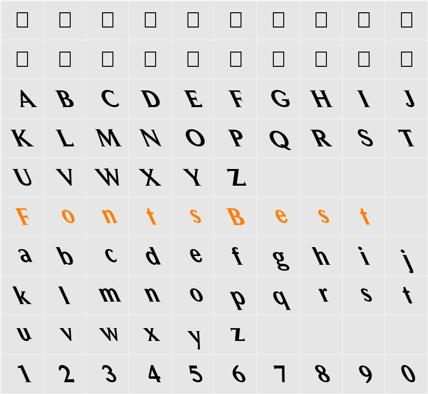 FZ ROMAN 31 LEFTY Character Map