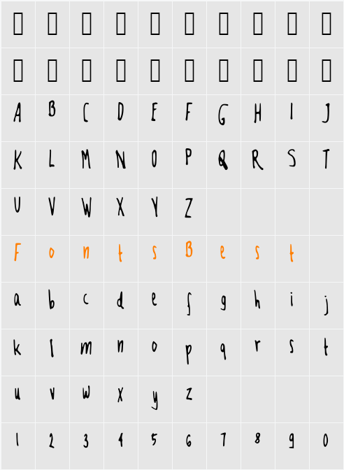 Mfooont Character Map