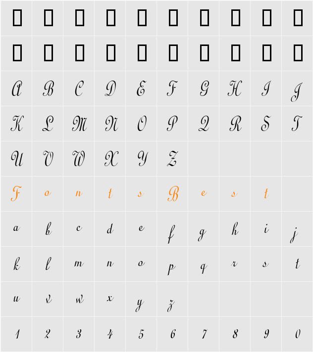 CathedralCondensed Character Map