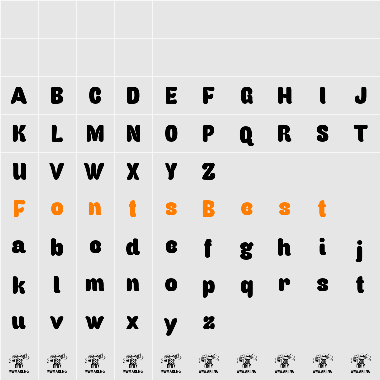 Caprica Sans Personal Use Character Map