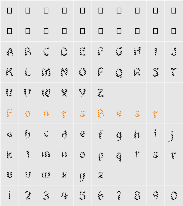 FZ UNIQUE 22 STRIPED Character Map