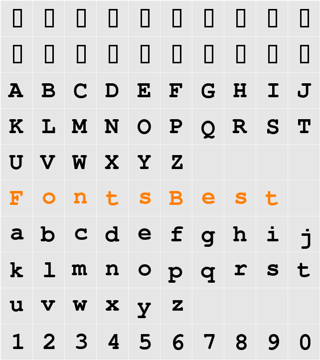 Courier-PS Character Map