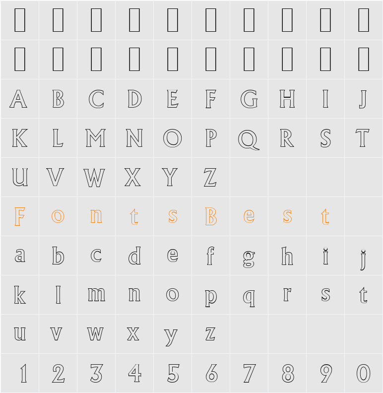 AdelonOutline-Medium Character Map