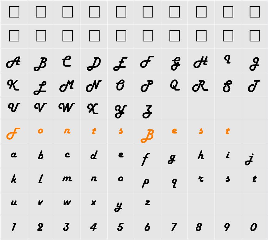 FiftiesHeavy Character Map