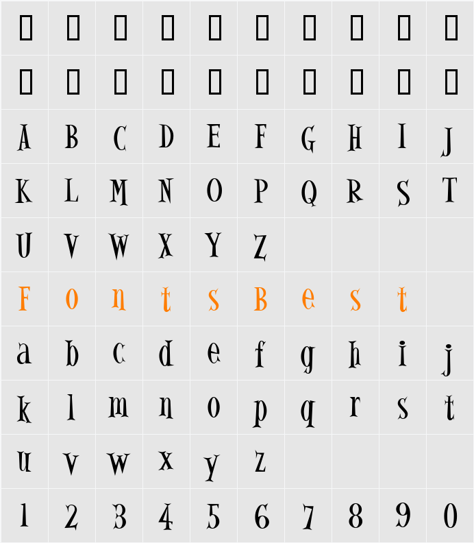 Alleycat ICG Character Map