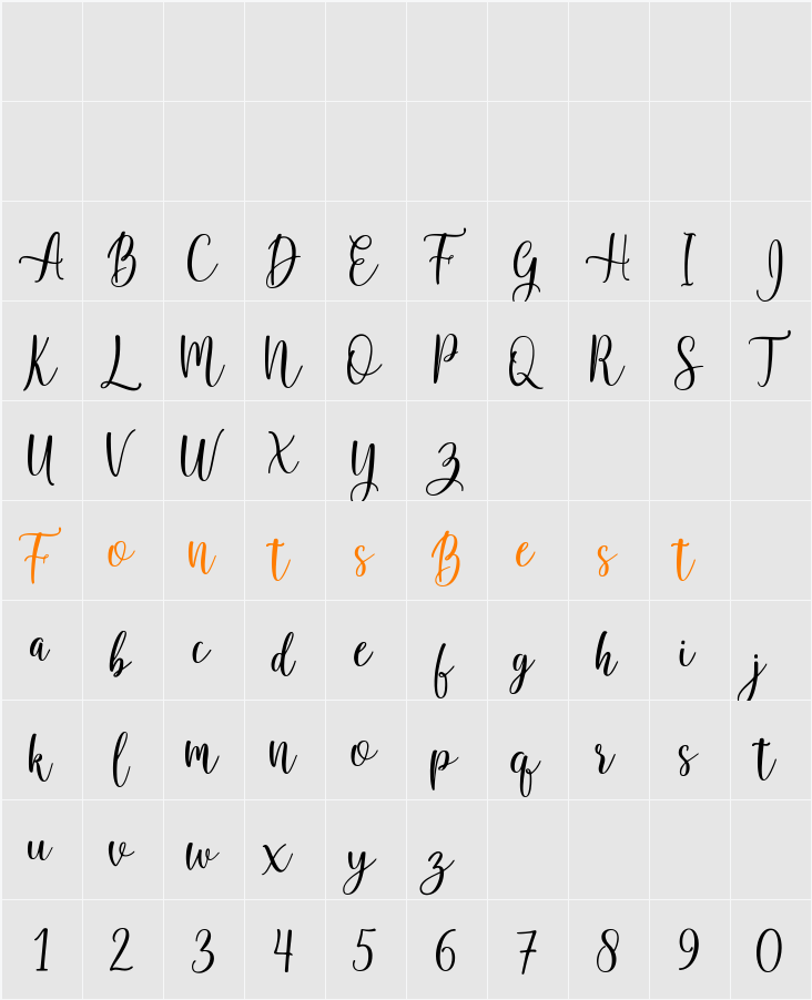 Calissha Script Character Map