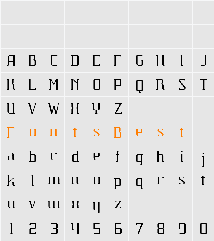 Carbona Character Map