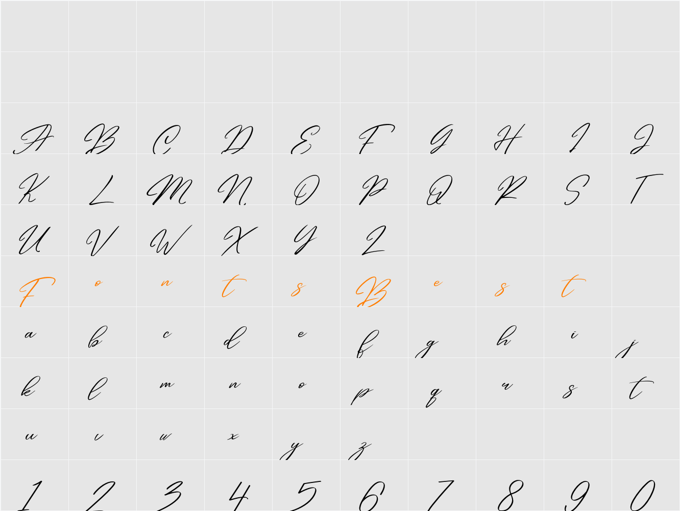 Andasia Character Map