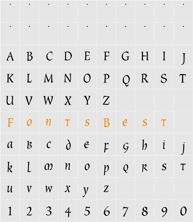 CyberCaligraphic Character Map