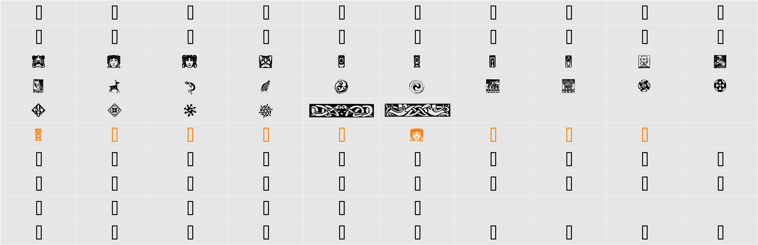 Artfonts Sampler Character Map