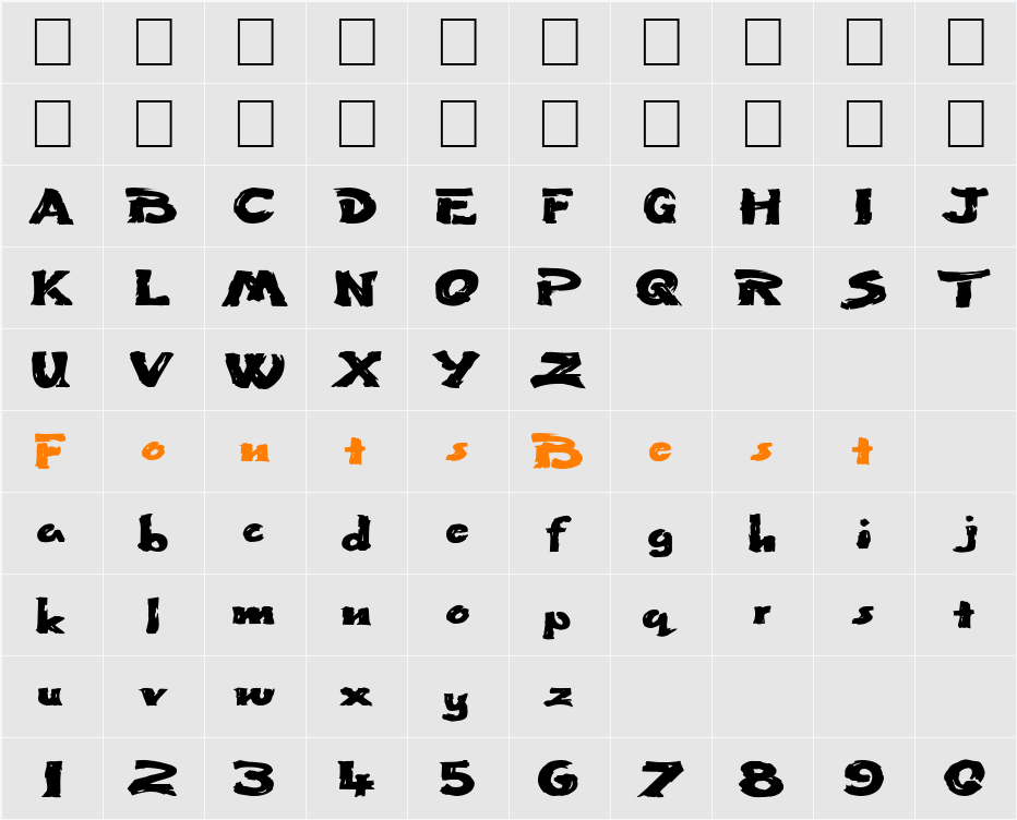 FZ UNIQUE 50 EX Character Map