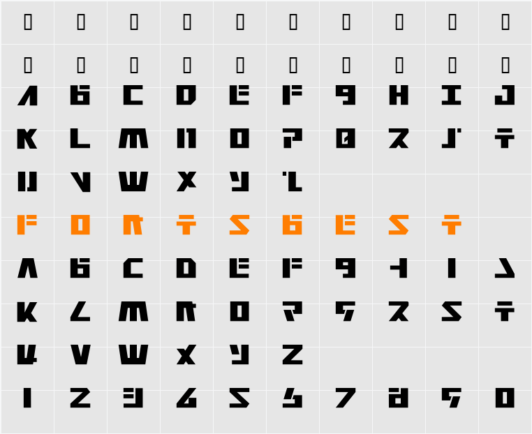 Falconhead Character Map