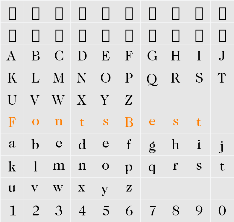 Caslon224 Bk BT Character Map