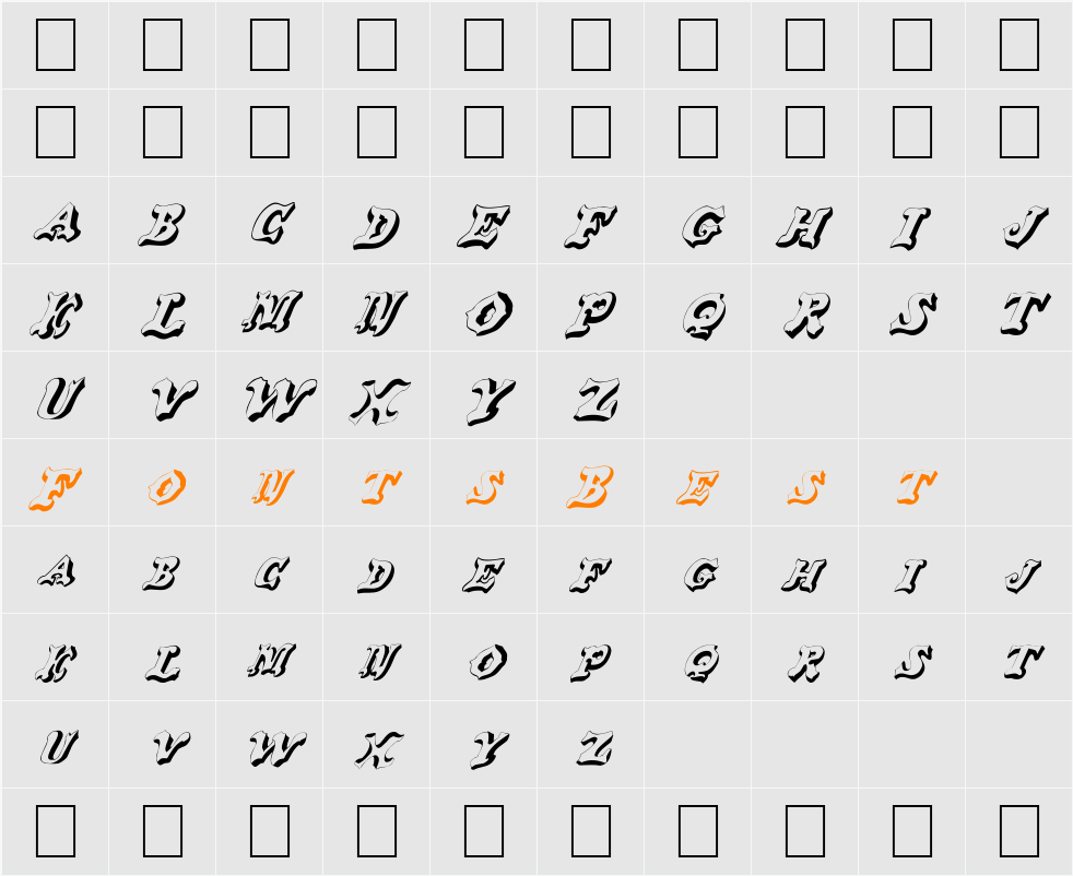 FZ UNIQUE 37 ITALIC Character Map